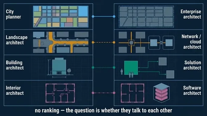 City planning roles matched side by side to software architect job titles
