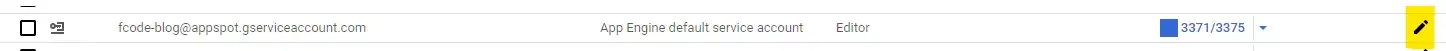Edit service account button